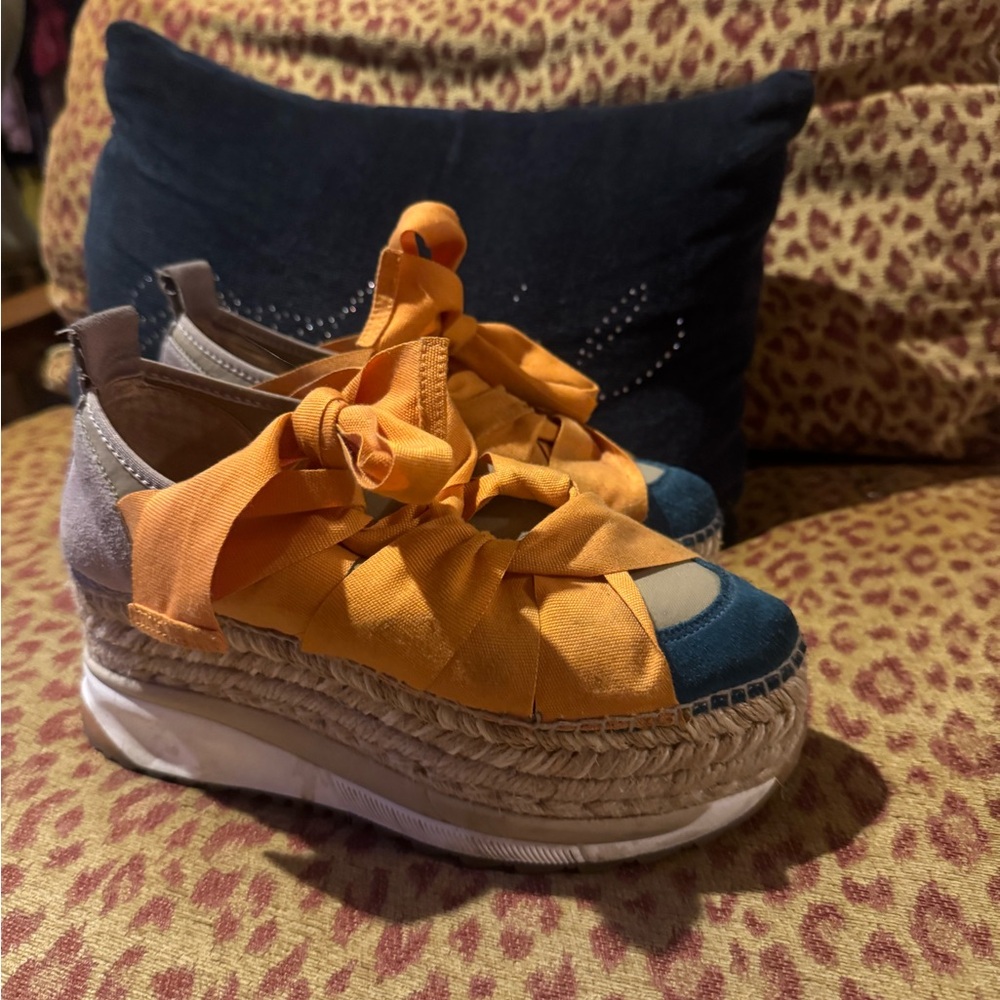 Free People Orange and Blue Espadrilles